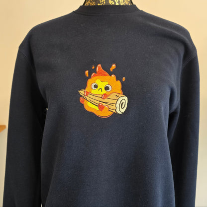 Sweat brodé sans capuche - "Flamme de Vie"