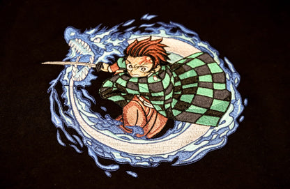 Sweat brodé sans capuche "Souffle de l'eau" – Demon Slayer